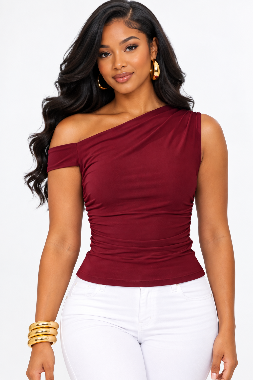 DON'T  OVERTHINK RUCHED TOP