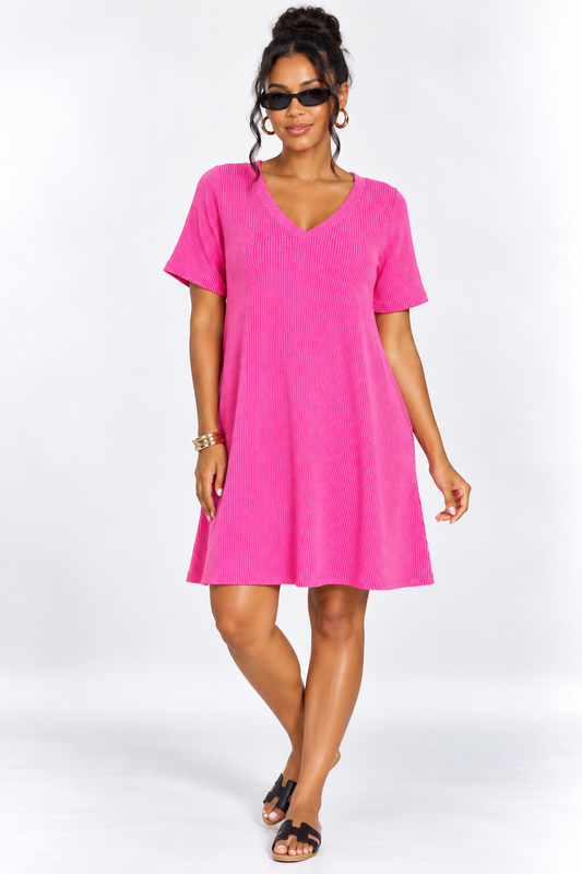 RAVEN CAP SLEEVE RIBBED DRESS