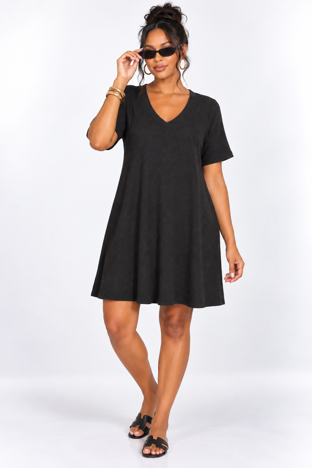 RAVEN CAP SLEEVE RIBBED DRESS