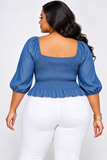 IN MY DENIM ERA PEPLUM TOP PLUS