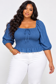 IN MY DENIM ERA PEPLUM TOP PLUS