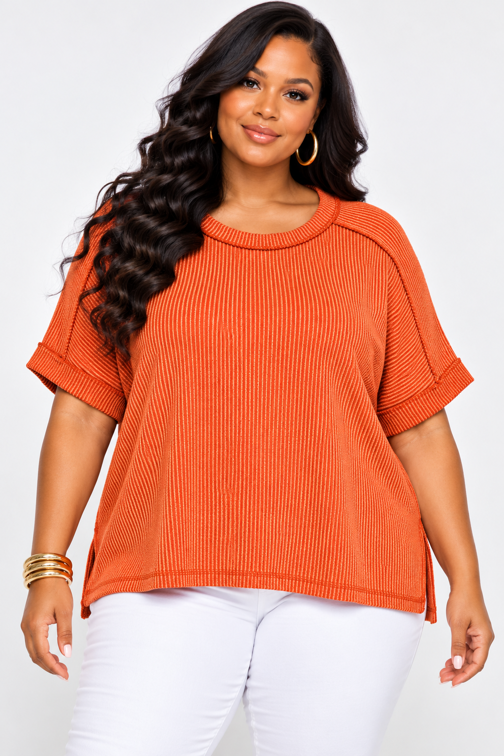 EASY WEEKEND RIBBED TEE PLUS
