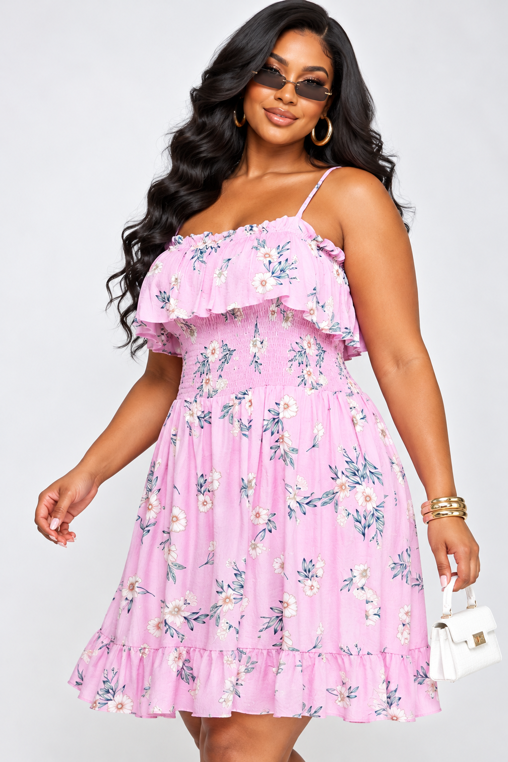 MY SWEETHEART FLORAL RUFFLE DRESS PLUS