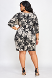 TROPICAL LEAF TWIST FRONT DRESS PLUS