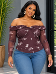 EFFORTLESS OFF SHOULDER MESH TOP PLUS