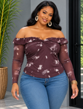 EFFORTLESS OFF SHOULDER MESH TOP PLUS