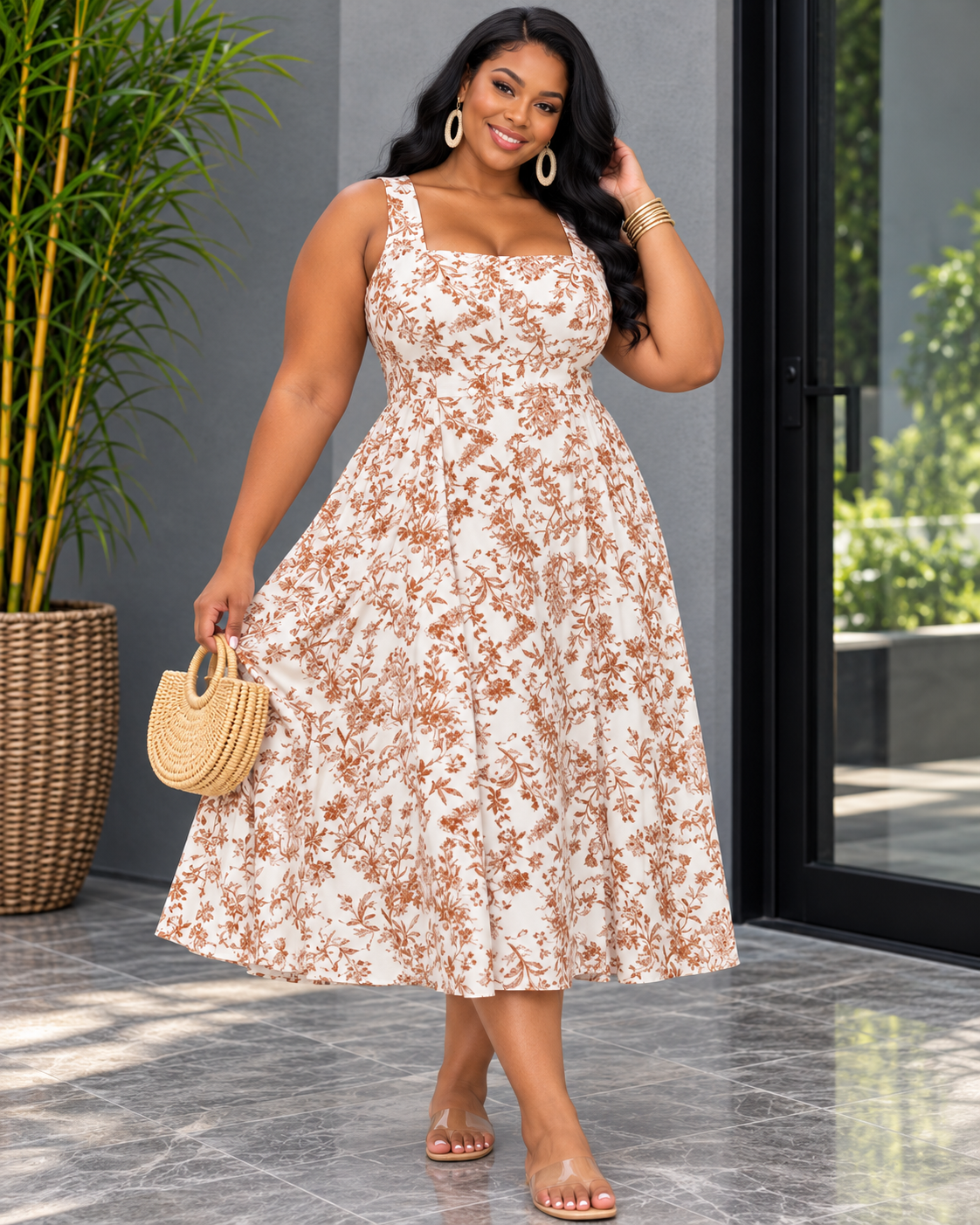 ALWAYS DELICATE FLORAL MIDI DRESS PLUS
