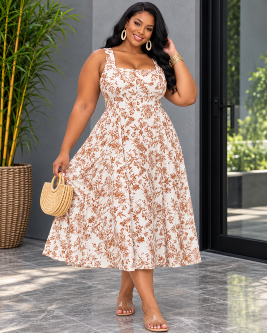 ALWAYS DELICATE FLORAL MIDI DRESS PLUS