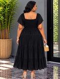 MOVE WITH GRACE FLUTTER SLEEVE MAXI DRESS PLUS