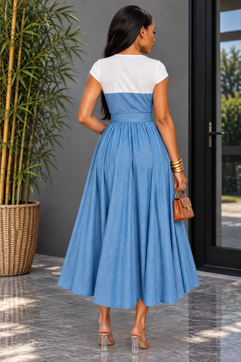 HALFWAY THERE DENIM SHIRT MIDI DRESS