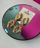 Oversized Textured Abstract Metal Link Dangle Earrings GB