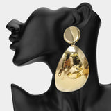 Oversized Teardrop Plate Statement Clip On Earrings