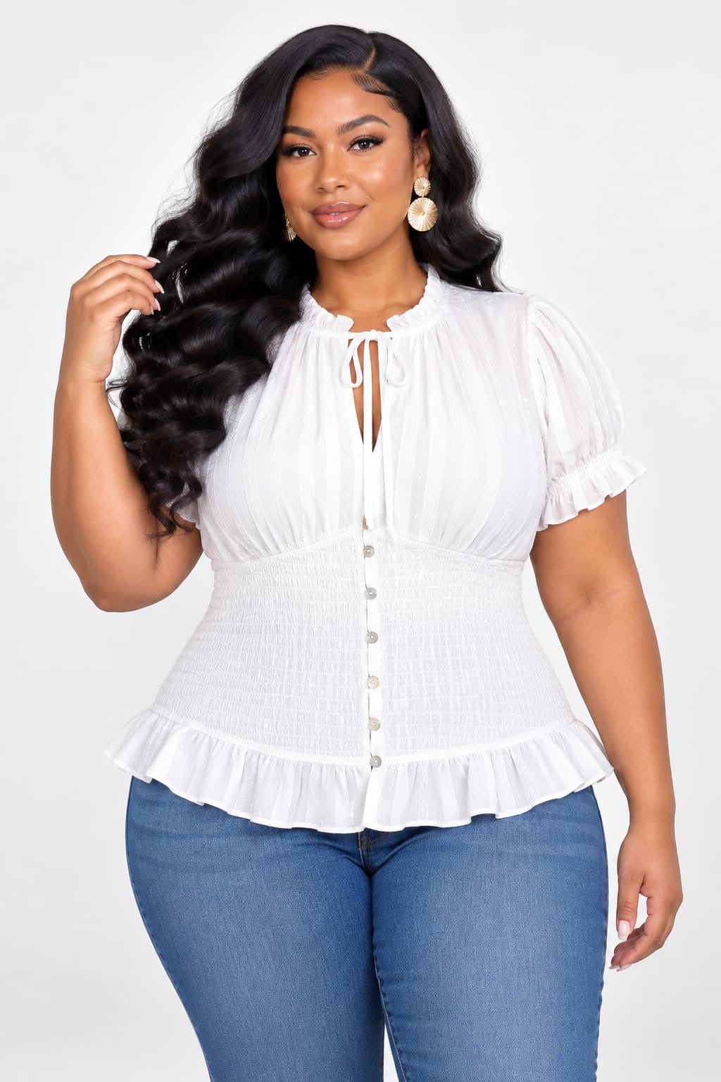 DAISY TIE BLOUSE PLUS