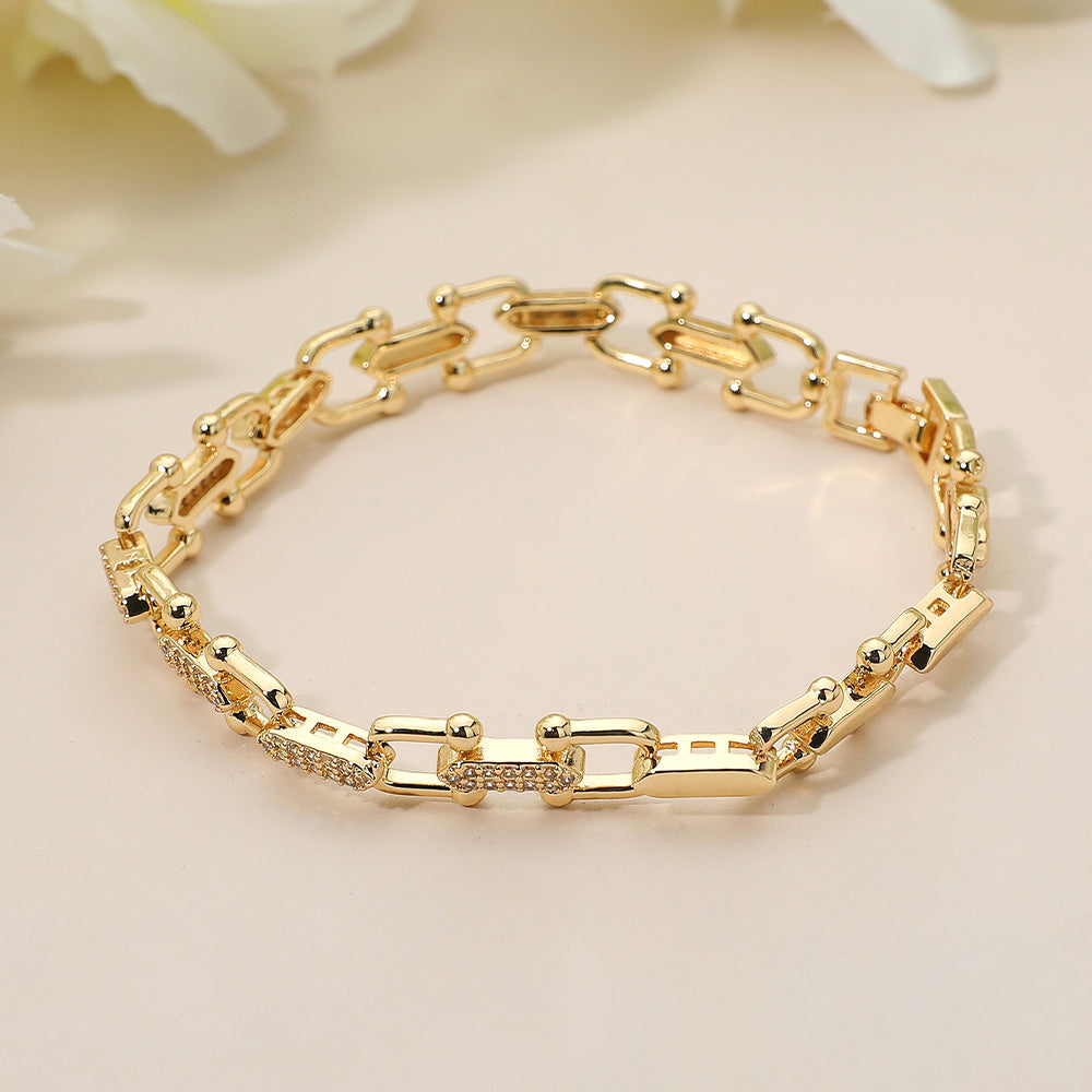 CZ Stone Paved Modern Link Bracelet GRAND BAZAAR