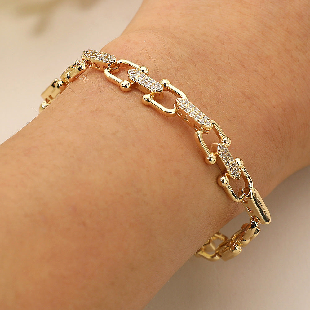 CZ Stone Paved Modern Link Bracelet GRAND BAZAAR