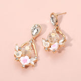 Floral Faceted Gem Embellished Dangle Earrings