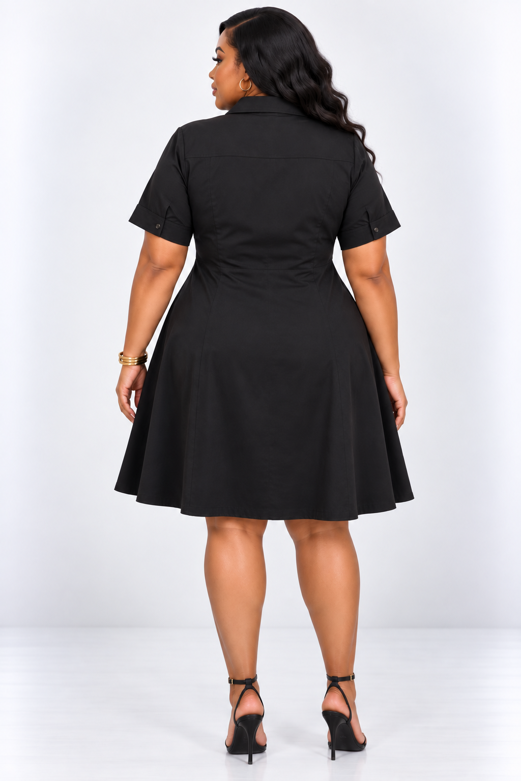 ANGELA TIE FRONT FLARE SHIRT DRESS PLUS