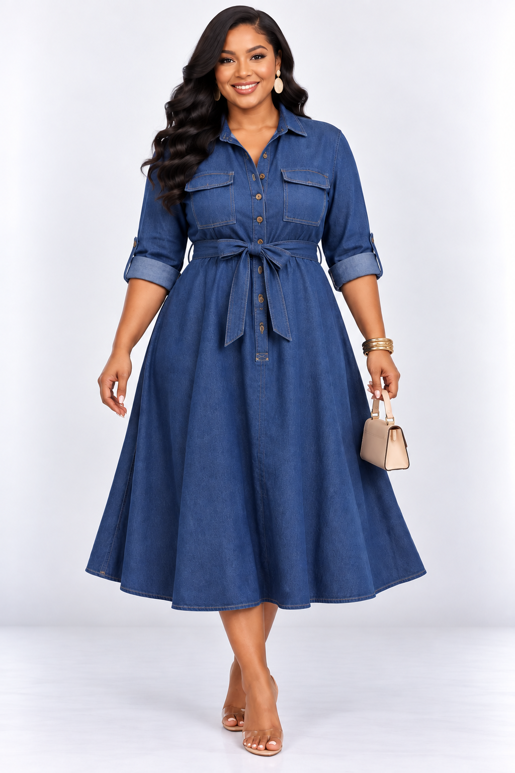 MY DENIM DARLING SHIRT MIDI DRESS