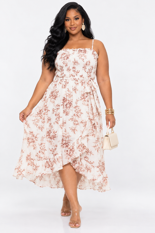 ROSE GARDEN HIGH LOW MIDI DRESS PLUS