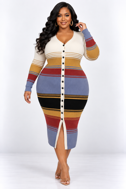 CHILL GIRL SWEATER MIDI DRESS PLUS