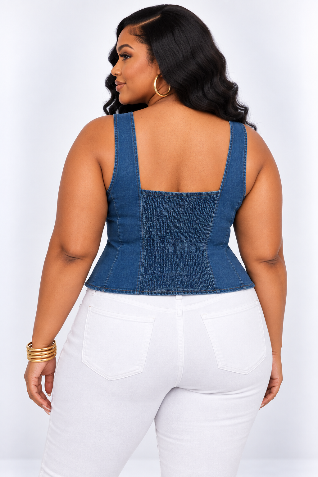WILLING TO WAIT DENIM CORSET TOP PLUS
