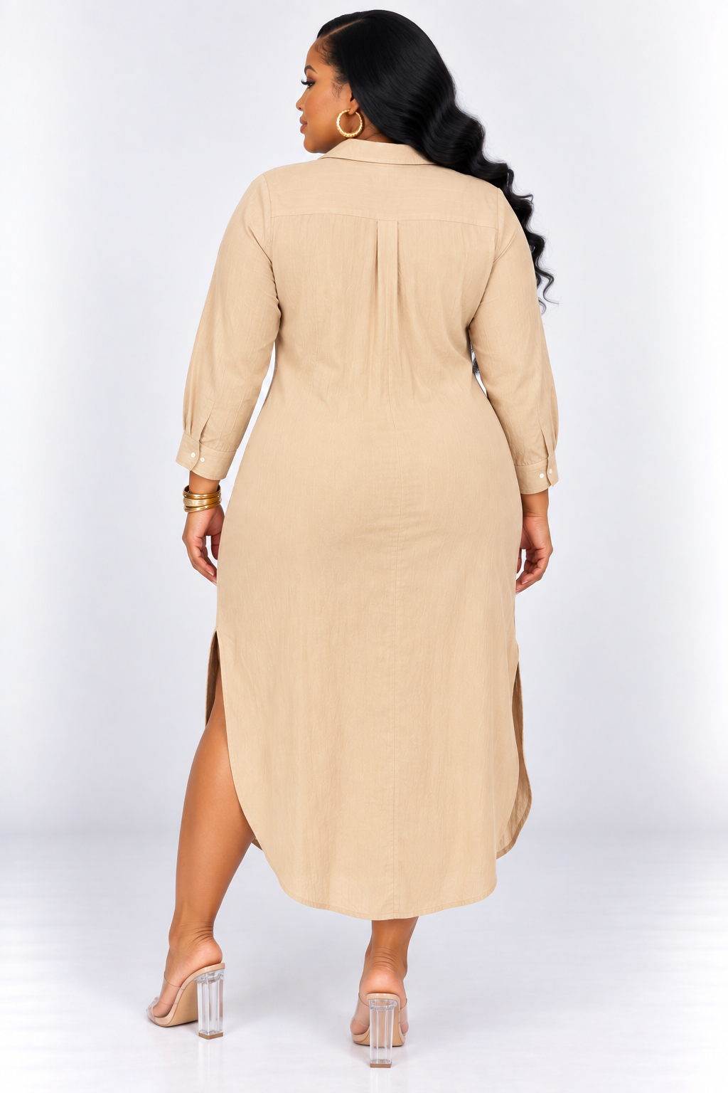 ELEANOR LINEN SHIRT MIDI DRESS PLUS