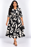 MODERN ART ABSTRACT MIDI DRESS PLUS