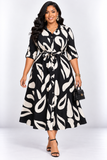 MODERN ART ABSTRACT MIDI DRESS PLUS