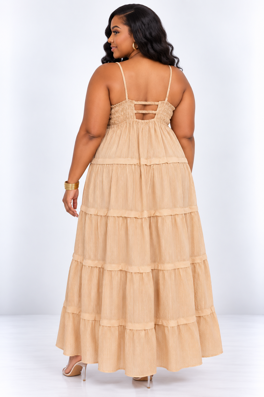 RIVIERA STRIPE BABYDOLL MAXI DRESS PLUS