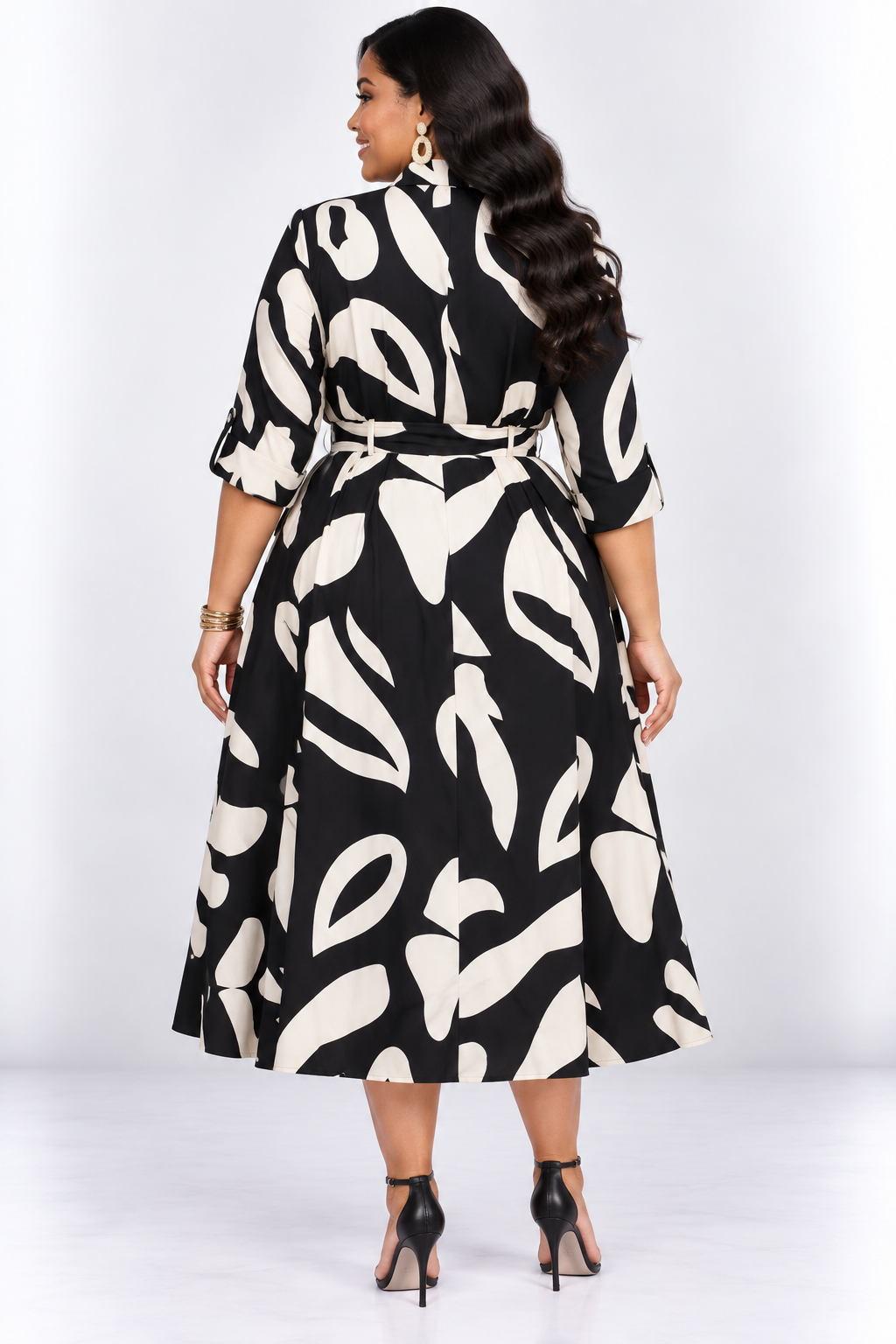 MODERN ART ABSTRACT MIDI DRESS PLUS