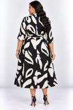 MODERN ART ABSTRACT MIDI DRESS PLUS