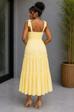 TATUM TIERED TIE STRAP MIDI DRESS