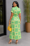 MAXINE PRINTED WRAP MIDI DRESS