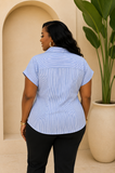 COURTNEY STRIPE WRAP SHIRT PLUS