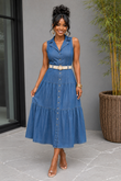 LIFE IN DENIM MIDI DRESS