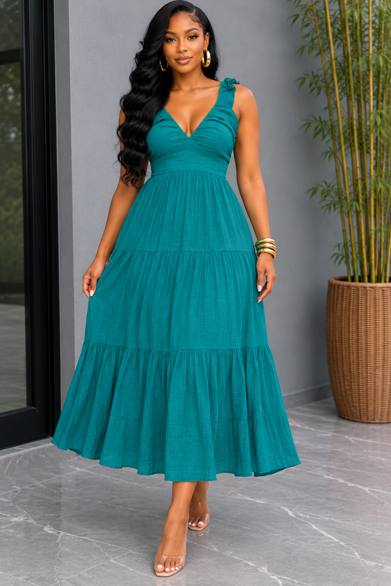 EYES ON ME LAYERED MIDI DRESS