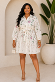 FLORAL EFFECT LONG SLEEVE DRESS PLUS