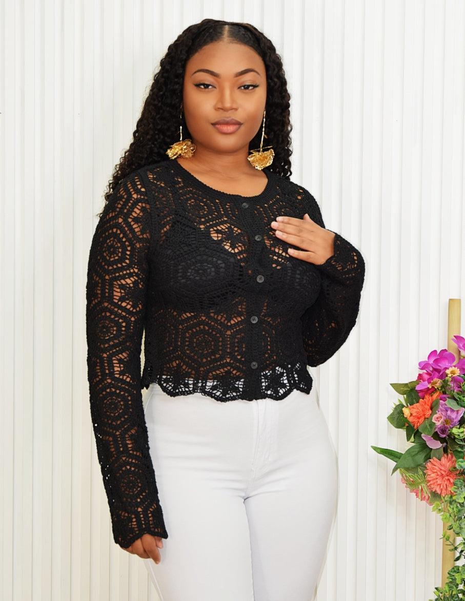 FLIRTY FEELS CROTCHET CROP TOP