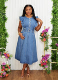 SIMPLY FLAWLESS DENIM MIDI DRESS