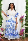 ELEGANT BOHEMIAN PRINT FLOWY MAXI DRESS