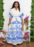 ELEGANT BOHEMIAN PRINT FLOWY MAXI DRESS