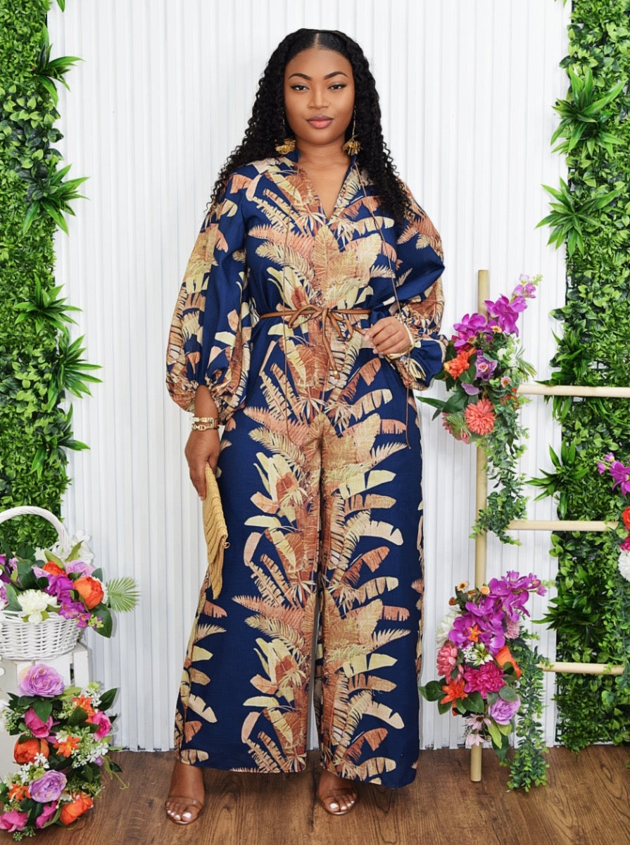 RESORT STYLE TROPICAL PRINT JUMPSUIT