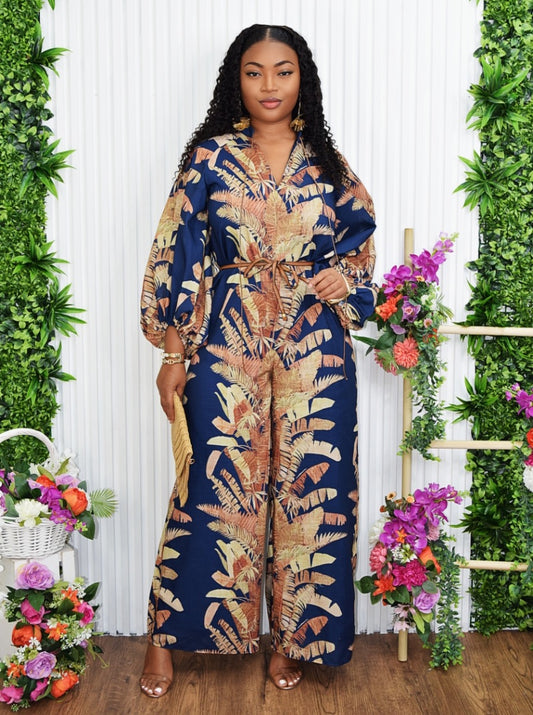 RESORT STYLE TROPICAL PRINT JUMPSUIT