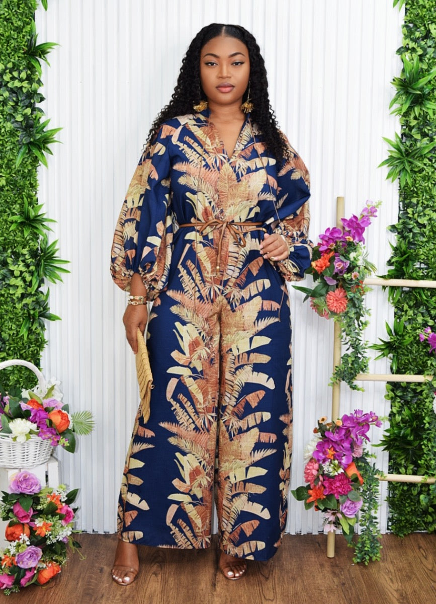 RESORT STYLE TROPICAL PRINT JUMPSUIT