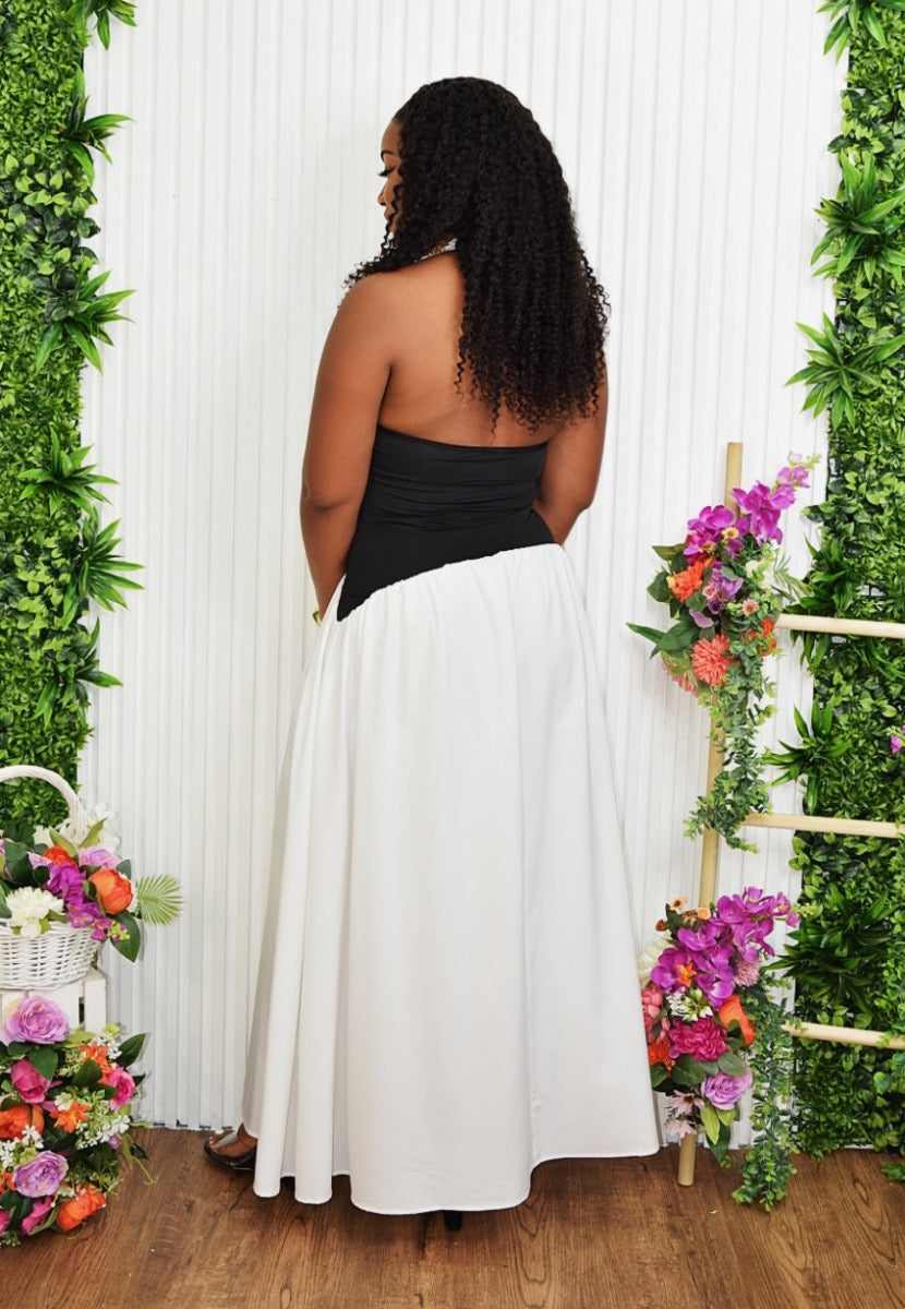 SO POLISHED HALTER MAXI DRESS