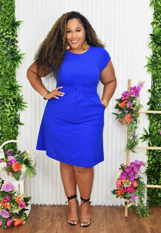 GLORIA TIE FRONT MIDI DRESS PLUS