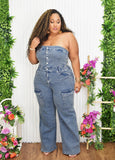 SHE'S A CLASSIC DENIM JUMPSUIT PLUS