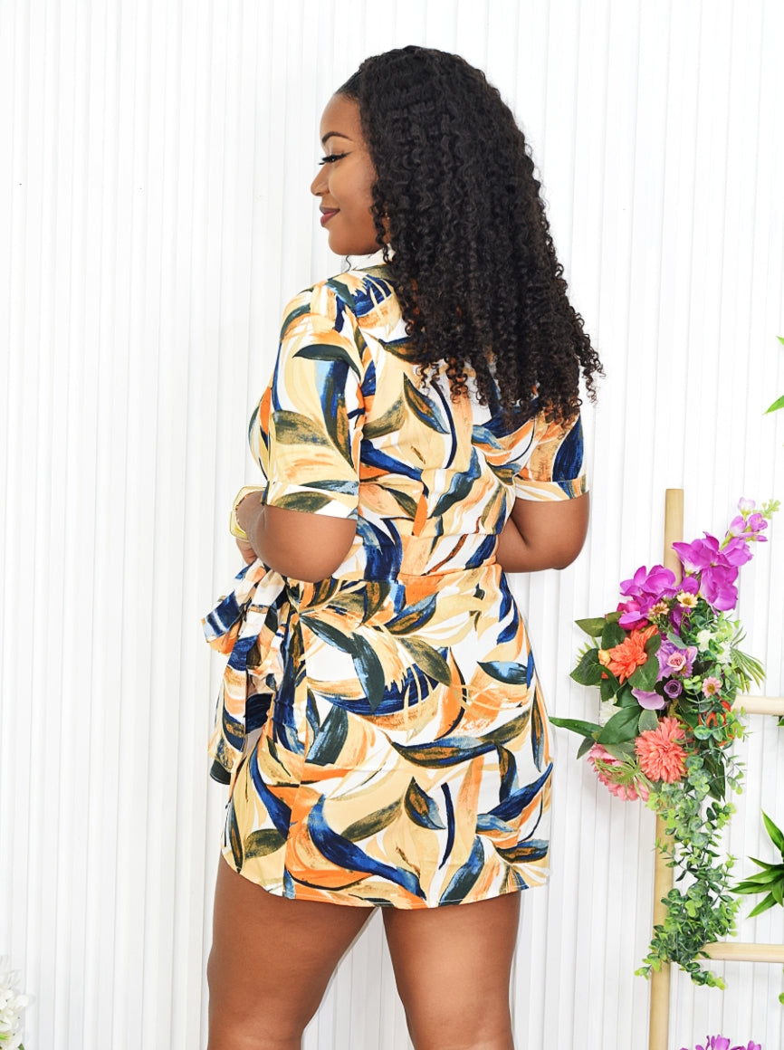 TROPICAL TWIST WRAP DRESS