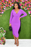 SHE'S SASSY RUCHED MIDI DRESS GRAND BAZAAR
