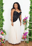 MIDNIGHT RUFFLES PLEATED MAXI DRESS